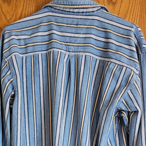Vintage Dickies Shirt Mens XL Striped Chambray Denim Long Sleeve - Picture 3 of 3